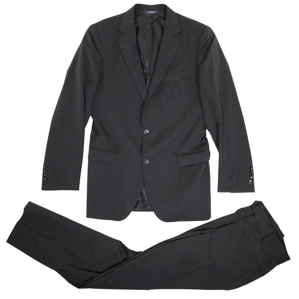 Brooks Brothers Suit Fitzgerald Trabaldo Togna 100% Wool Black Men 39R 33W EUC